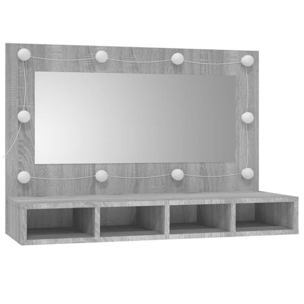 vidaXL Peilikaappi LED-valoilla harmaa Sonoma 90x31,5x62 cm -  Kylpyhuoneen kampauspöydät