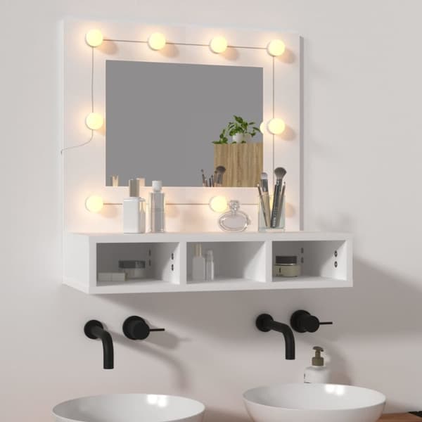 vidaXL spejlskab med LED-lys 60x31,5x62 cm hvid - Badeværelsesborde