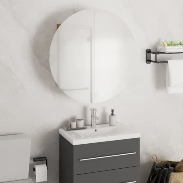 vidaXL Badrumsskåp med rund spegel och LED svart 47x47x17,5 cm -  Badrumsunderskåp