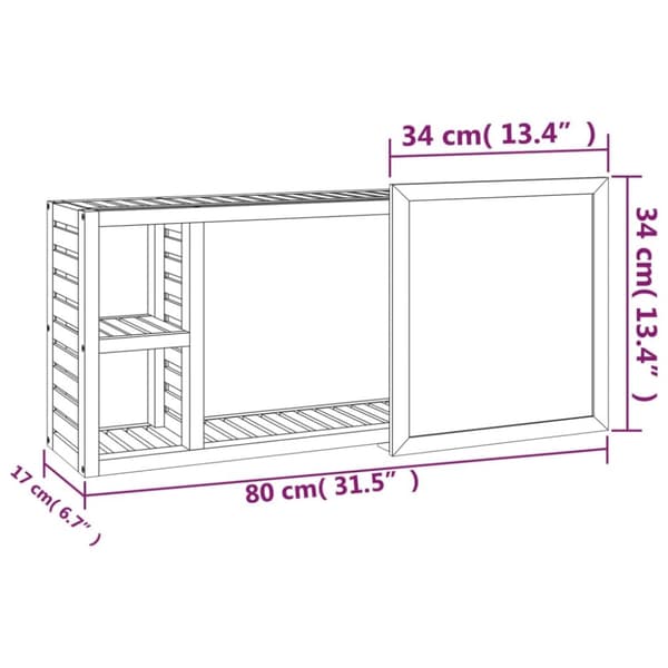 vidaXL spejlskab 80x17x34 cm massivt valnøddetræ -  Badeværelsesborde