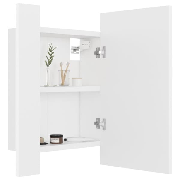 vidaXL badeværelsesskab med LED-lys 40x12x45 cm akryl hvid -  Badeværelsesborde