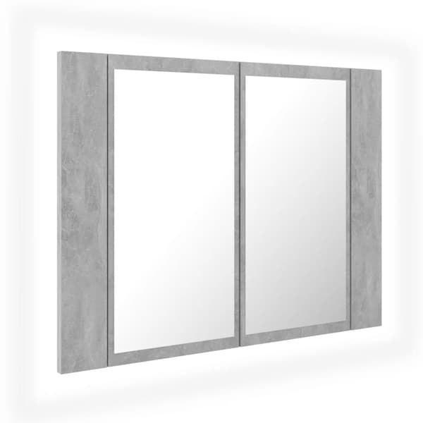 vidaXL Spegelskåp med LED betonggrå 60x12x45 cm akryl -  Badrumsunderskåp