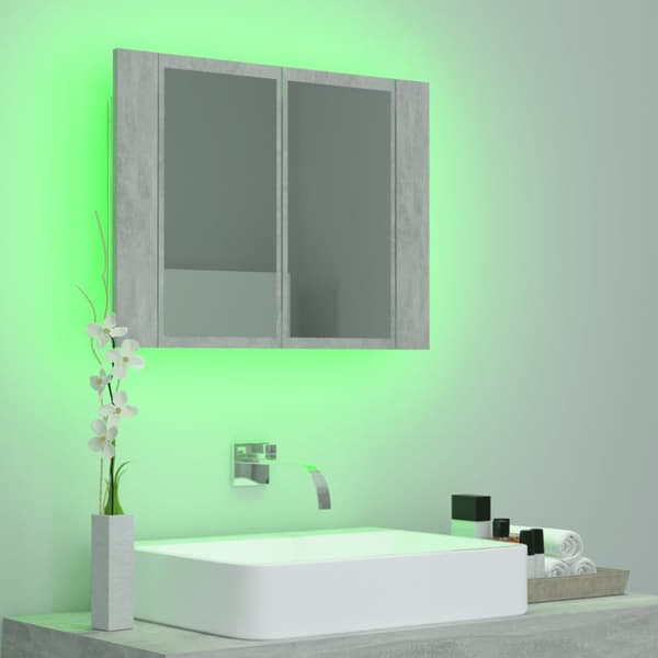 vidaXL Spegelskåp med LED betonggrå 60x12x45 cm akryl -  Badrumsunderskåp