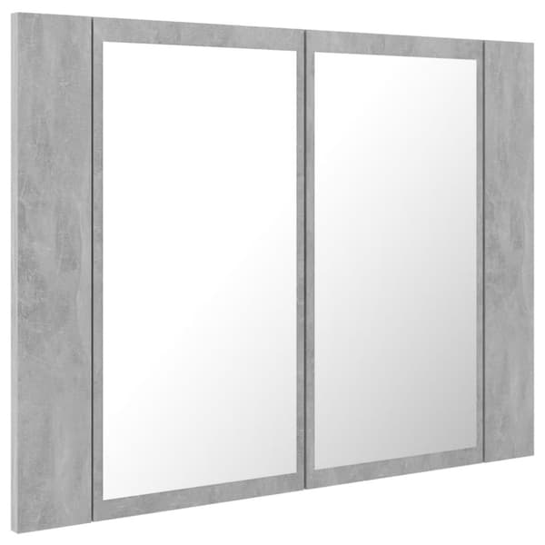vidaXL Spegelskåp med LED betonggrå 60x12x45 cm akryl -  Badrumsunderskåp