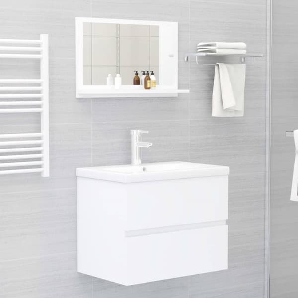 vidaXL Badrumsspegel vit 60x10,5x37 cm konstruerat trä -  Badrumsunderskåp