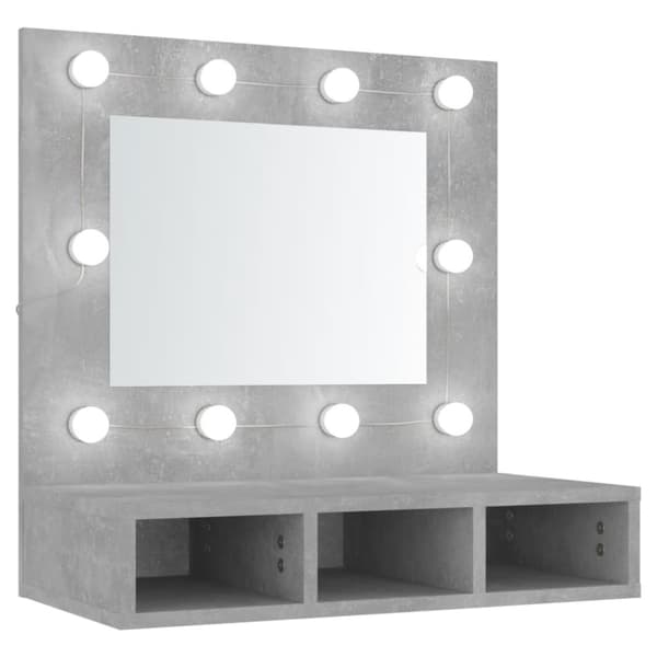 vidaXL Spegelskåp med LED betonggrå 60x31,5x62 cm -  Badrumsunderskåp