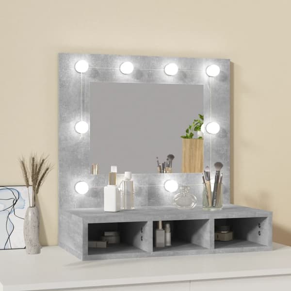 vidaXL Spegelskåp med LED betonggrå 60x31,5x62 cm -  Badrumsunderskåp