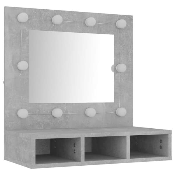 vidaXL Spegelskåp med LED betonggrå 60x31,5x62 cm -  Badrumsunderskåp