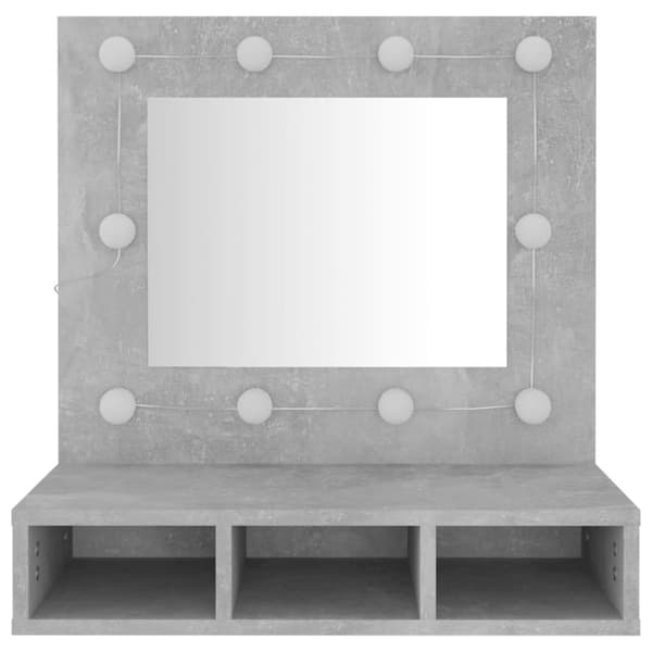 vidaXL Spegelskåp med LED betonggrå 60x31,5x62 cm -  Badrumsunderskåp