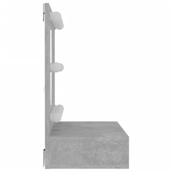 vidaXL Spegelskåp med LED betonggrå 60x31,5x62 cm -  Badrumsunderskåp