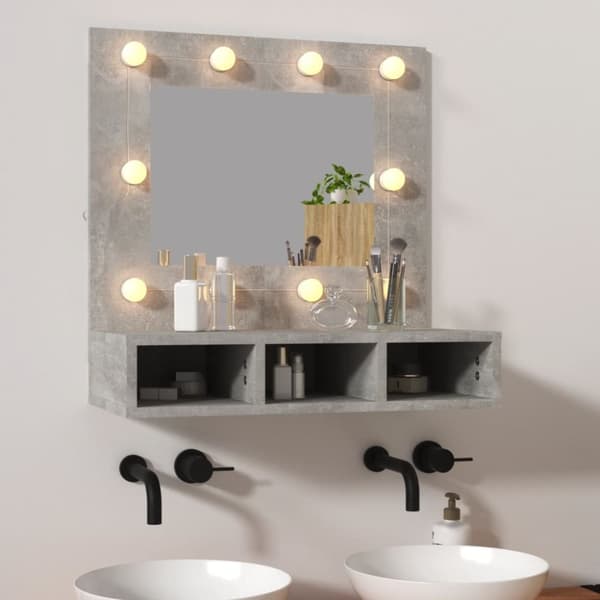 vidaXL Spegelskåp med LED betonggrå 60x31,5x62 cm -  Badrumsunderskåp