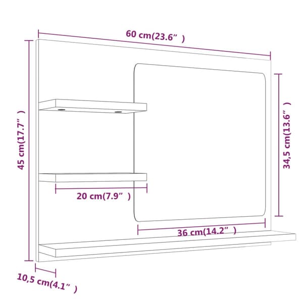 vidaXL badeværelsesspejl 60x10,5x45 cm konstrueret træ brun egetræ -  Badeværelsesborde
