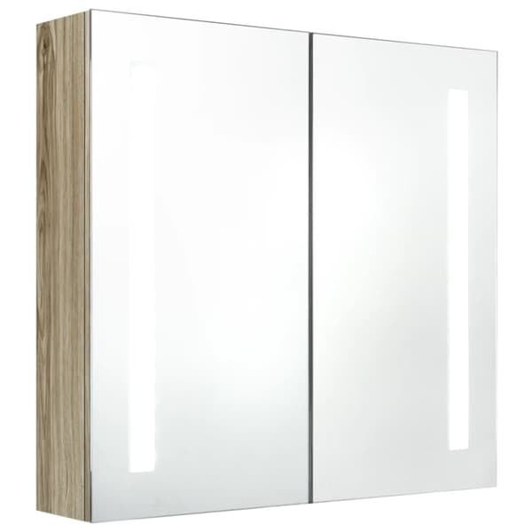 vidaXL Badrumsskåp med spegel LED ek 62x14x60 cm -  Badrumsunderskåp