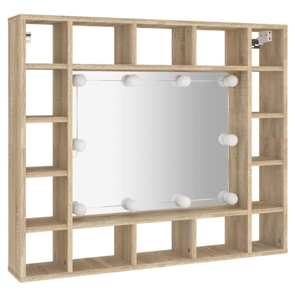 vidaXL Peilikaappi LED-valoilla Sonoma-tammi 91x15x76,5 cm -  Kylpyhuoneen kampauspöydät
