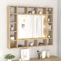 Pikkukuva 5 / 11: vidaXL Peilikaappi LED-valoilla Sonoma-tammi 91x15x76,5 cm -  Kylpyhuoneen kampauspöydät