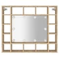 Pikkukuva 8 / 11: vidaXL Peilikaappi LED-valoilla Sonoma-tammi 91x15x76,5 cm -  Kylpyhuoneen kampauspöydät