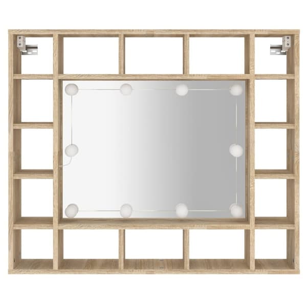 vidaXL Peilikaappi LED-valoilla Sonoma-tammi 91x15x76,5 cm -  Kylpyhuoneen kampauspöydät