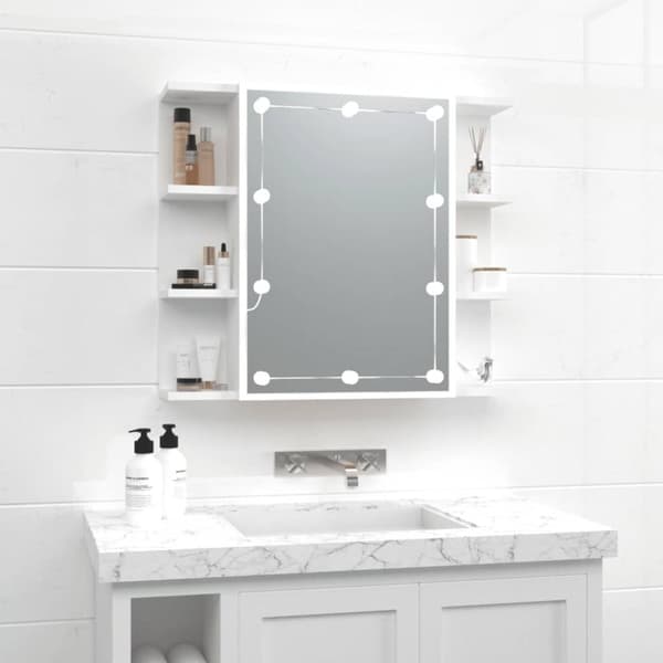vidaXL Peilikaappi LED-valoilla valkoinen 70x16,5x60 cm -  Kylpyhuoneen kampauspöydät