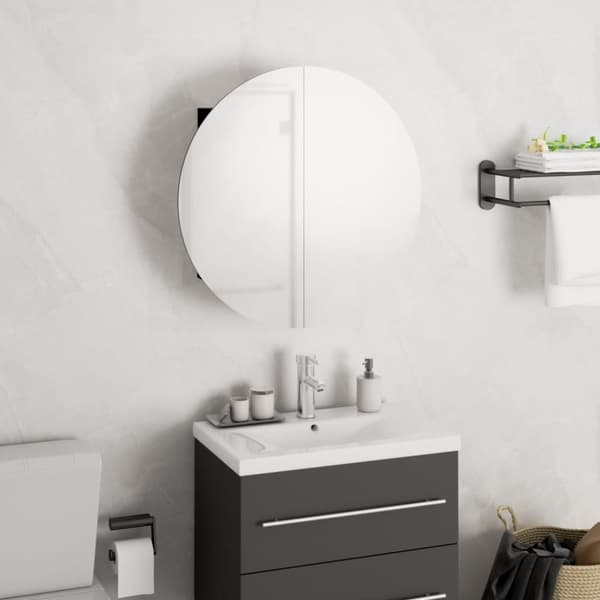 vidaXL Kylpyhuoneen kaappi ja pyöreä peili LED-valot musta 40x40x17,5 -  Kylpyhuoneen kampauspöydät