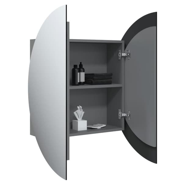 vidaXL Badrumsskåp med rund spegel och LED grå 54x54x17,5 cm -  Badrumsunderskåp