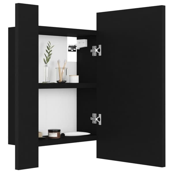 vidaXL badeværelsesskab m. spejl og LED-lys 40x12x45 cm akryl sort -  Badeværelsesborde