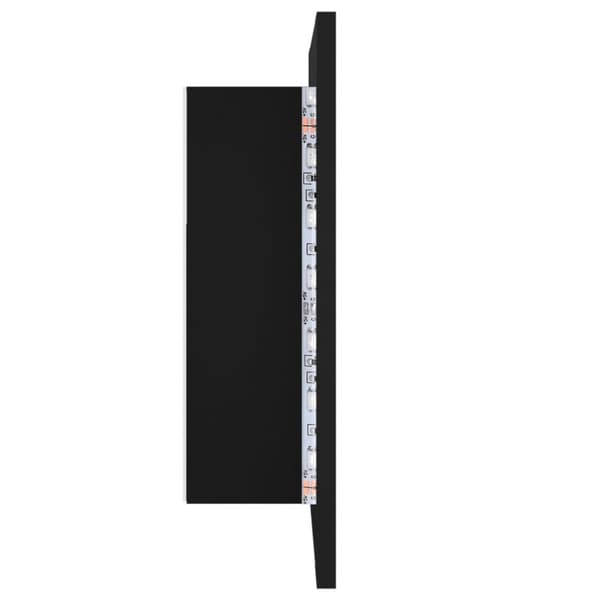 vidaXL badeværelsesskab m. spejl og LED-lys 40x12x45 cm akryl sort -  Badeværelsesborde