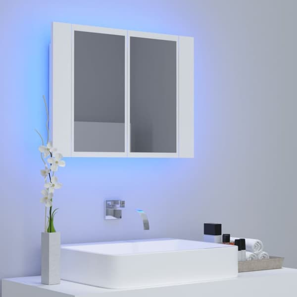 vidaXL Spegelskåp med LED vit 60x12x45 cm akryl -  Badrumsunderskåp