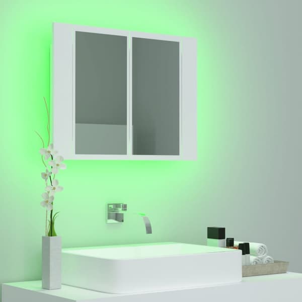 vidaXL Spegelskåp med LED vit 60x12x45 cm akryl -  Badrumsunderskåp