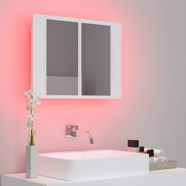 vidaXL Spegelskåp med LED vit 60x12x45 cm akryl -  Badrumsunderskåp
