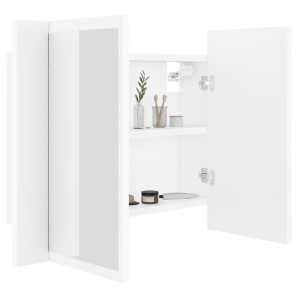 vidaXL Spegelskåp med LED vit 60x12x45 cm akryl -  Badrumsunderskåp