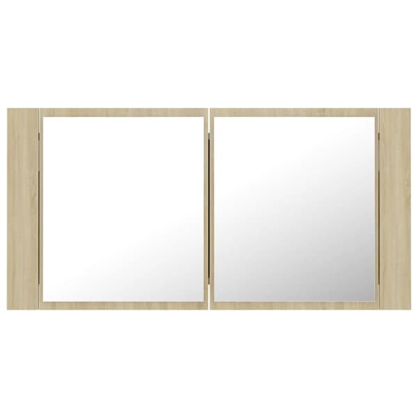 vidaXL Kylpyhuoneen LED peilikaappi Sonoma-tammi 90x12x45 cm akryyli -  Kylpyhuoneen kampauspöydät