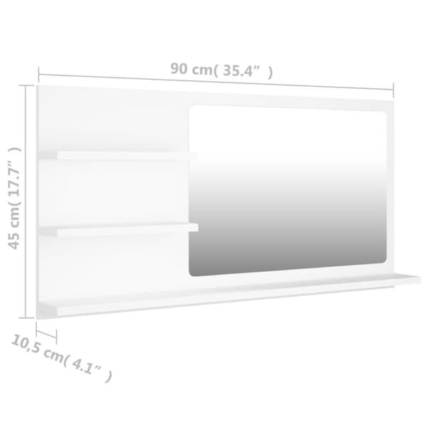 vidaXL badeværelsesspejl 90x10,5x45 cm spånplade hvid -  Badeværelsesborde