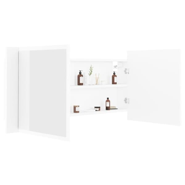 vidaXL Kylpyhuoneen LED-peilikaappi valkoinen 100x12x45 cm akryyli -  Kylpyhuoneen kampauspöydät