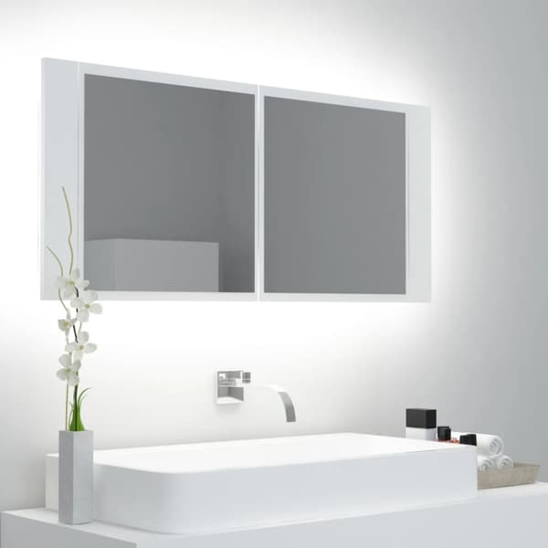 vidaXL Kylpyhuoneen LED-peilikaappi valkoinen 100x12x45 cm akryyli -  Kylpyhuoneen kampauspöydät