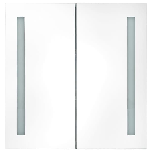 vidaXL Badrumsskåp med spegel LED grå högglans 62x14x60 cm - Badrumsunderskåp