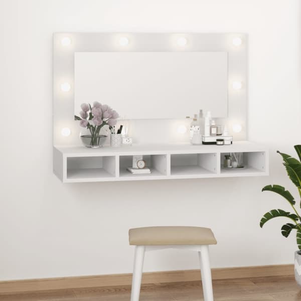 vidaXL spejlskab med LED-lys 90x31,5x62 cm hvid -  Badeværelsesborde