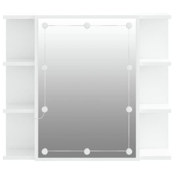 vidaXL Peilikaappi LED-valoilla korkeakiilto valkoinen 70x16,5x60 cm -  Kylpyhuoneen kampauspöydät