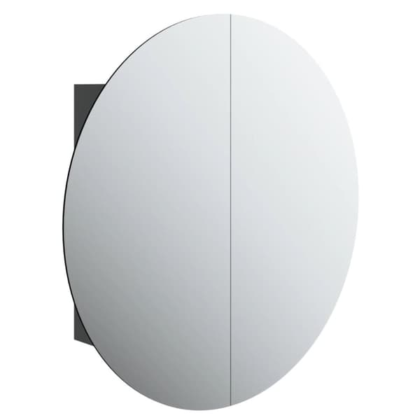 vidaXL badeværelsesskab med rundt spejl og LED-lys 54x54x17,5 cm sort -  Badeværelsesborde