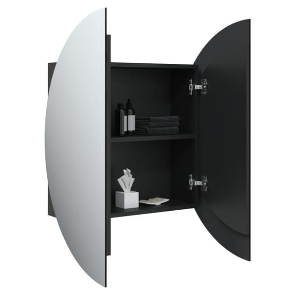 vidaXL badeværelsesskab med rundt spejl og LED-lys 54x54x17,5 cm sort -  Badeværelsesborde