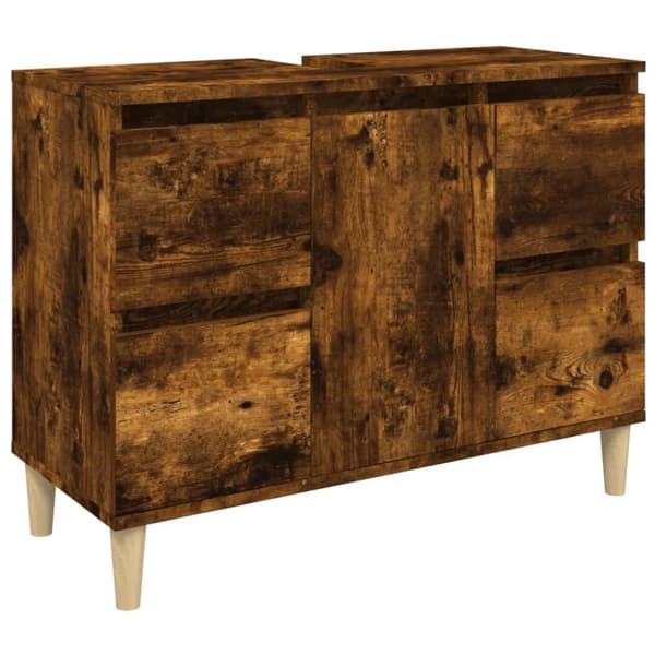 vidaXL Tvättställsskåp rökfärgad ek 80x33x60 cm konstruerat trä -  Badrumsunderskåp