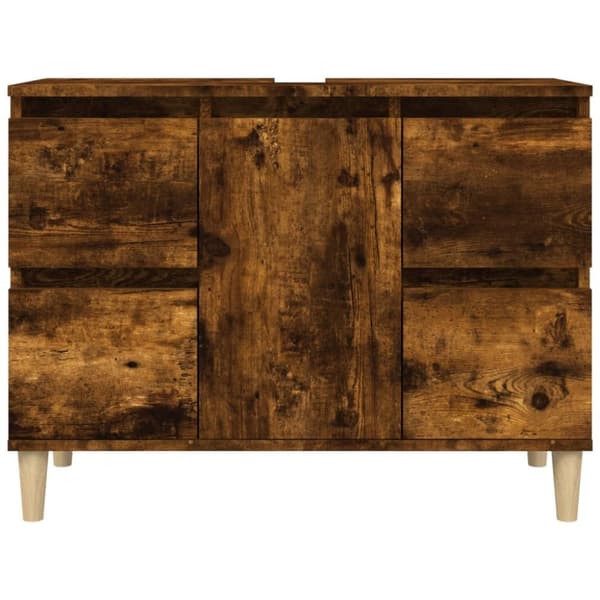 vidaXL Tvättställsskåp rökfärgad ek 80x33x60 cm konstruerat trä -  Badrumsunderskåp