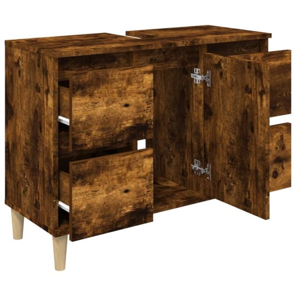 vidaXL Tvättställsskåp rökfärgad ek 80x33x60 cm konstruerat trä -  Badrumsunderskåp