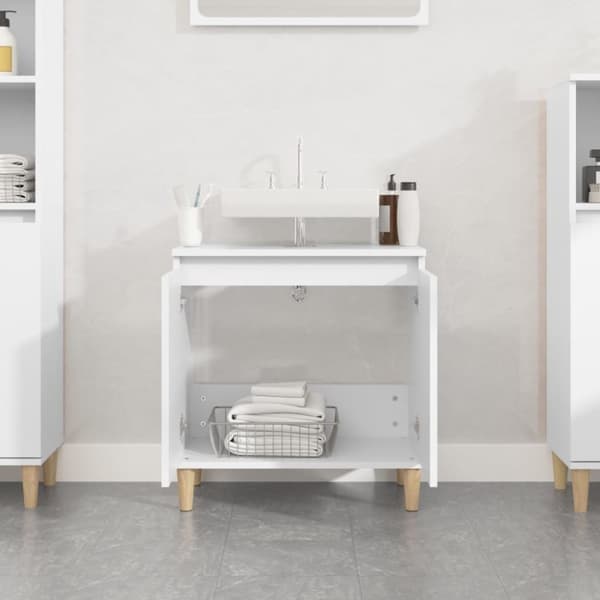 vidaXL Tvättställsskåp vit 58x33x60 cm konstruerat trä -  Badrumsunderskåp