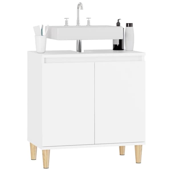 vidaXL Tvättställsskåp vit 58x33x60 cm konstruerat trä -  Badrumsunderskåp