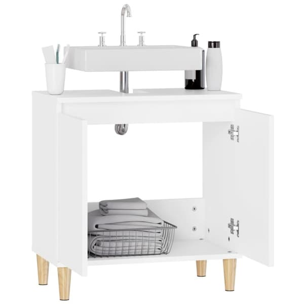 vidaXL Tvättställsskåp vit 58x33x60 cm konstruerat trä -  Badrumsunderskåp