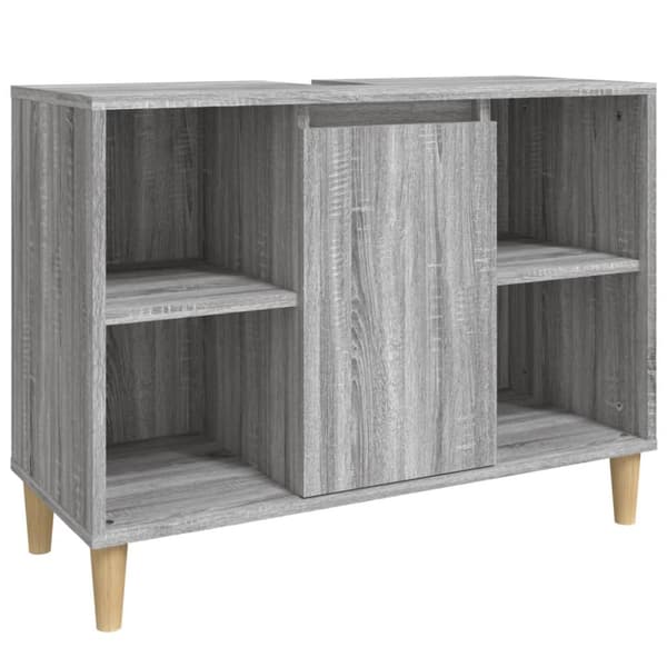 vidaXL Tvättställsskåp grå sonoma 80x33x60 cm konstruerat trä - Badrumsunderskåp