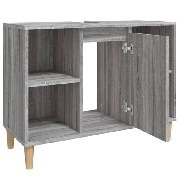 vidaXL Tvättställsskåp grå sonoma 80x33x60 cm konstruerat trä - Badrumsunderskåp