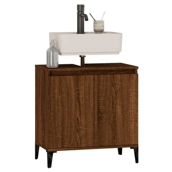 vidaXL Tvättställsskåp brun ek 58x33x60 cm konstruerat trä - Badrumsunderskåp