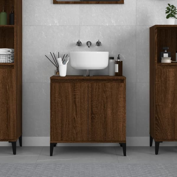 vidaXL Tvättställsskåp brun ek 58x33x60 cm konstruerat trä -  Badrumsunderskåp