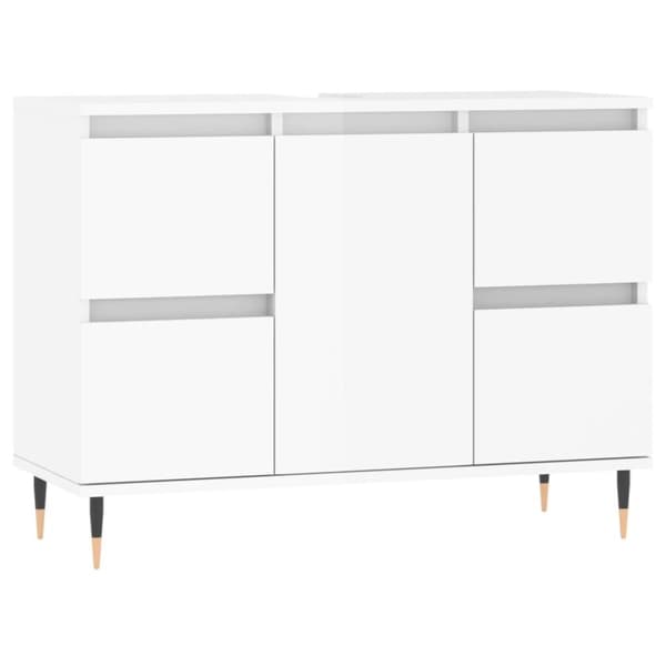 vidaXL Badrumsskåp vit högglans 80x33x60 cm konstruerat trä -  Badrumsunderskåp